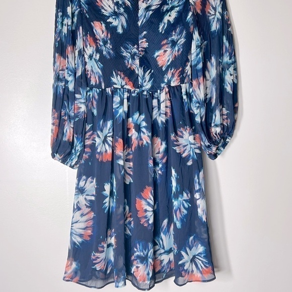 DKNY Pleated Balloon-Sleeve Dress navy pink size 2 - Picture 12 of 13